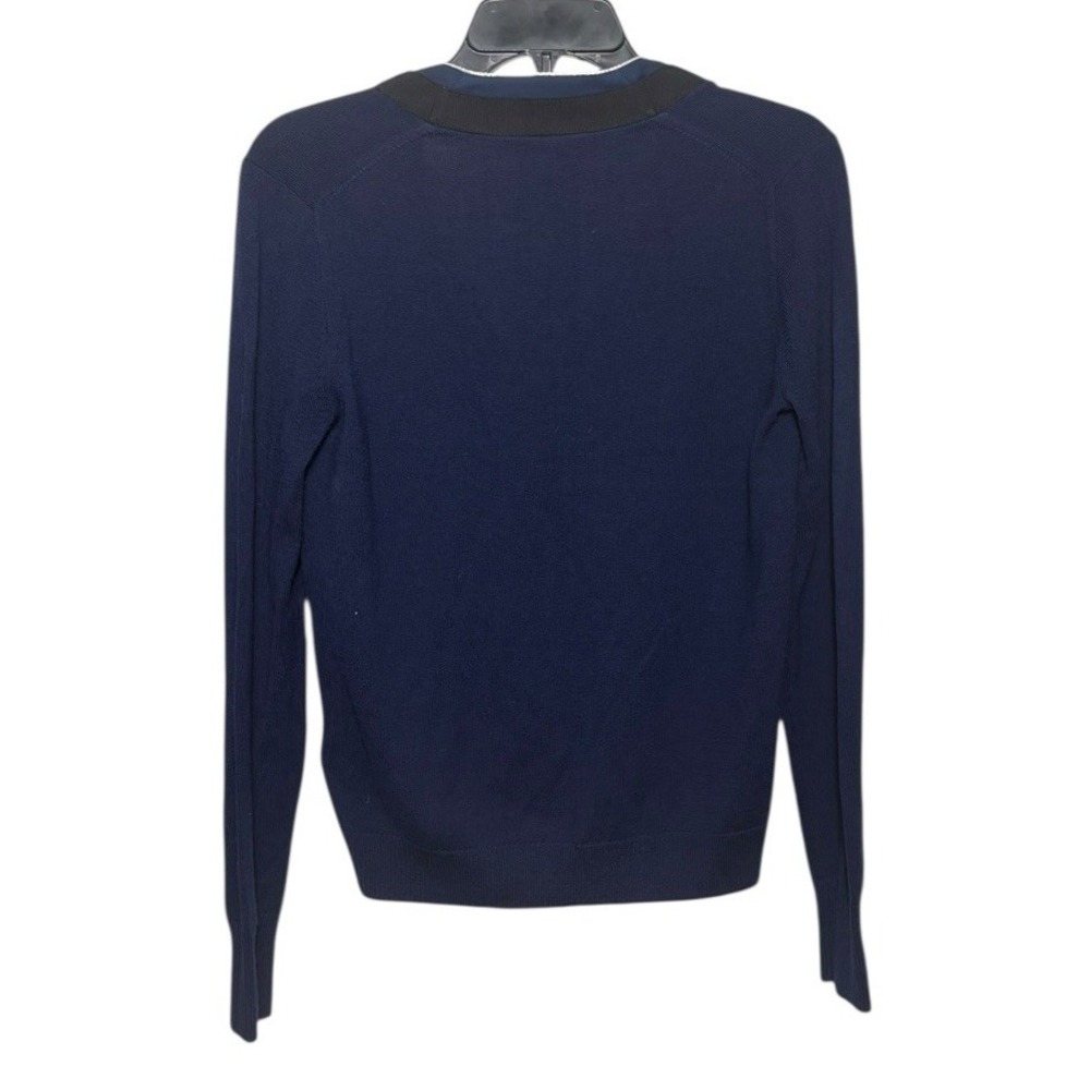 J. Crew Merino Wool Ribbon Front Navy Casual‎ Career Cardigan Sweater S - Picture 2 of 4
